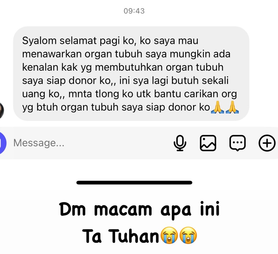 Denny Sumargo Dapat DM Tawaran Jual Beli Organ [Instagram]